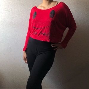 Medium Pinc Red Y2K Graphic Crop Top
